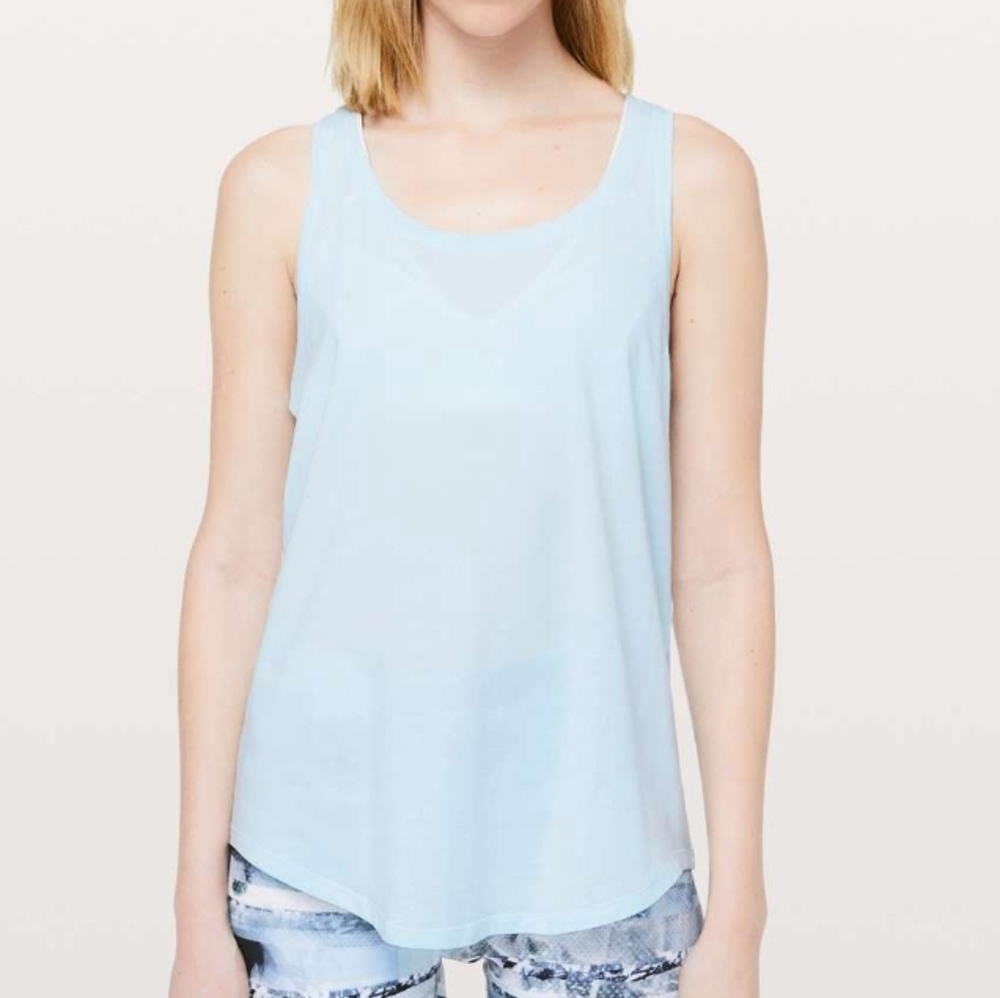 Lululemon Light Blue Love Tank Pleated Top Sz M